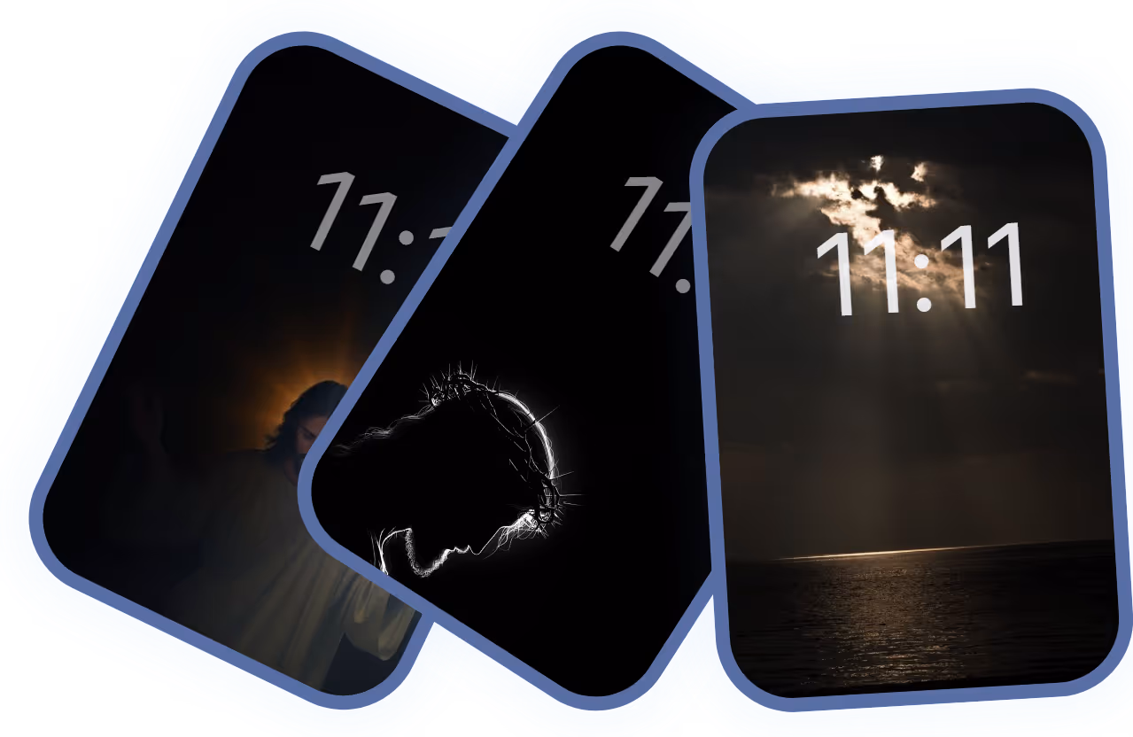 Three Lock Screen wallpapers, each with a verse over a photograph