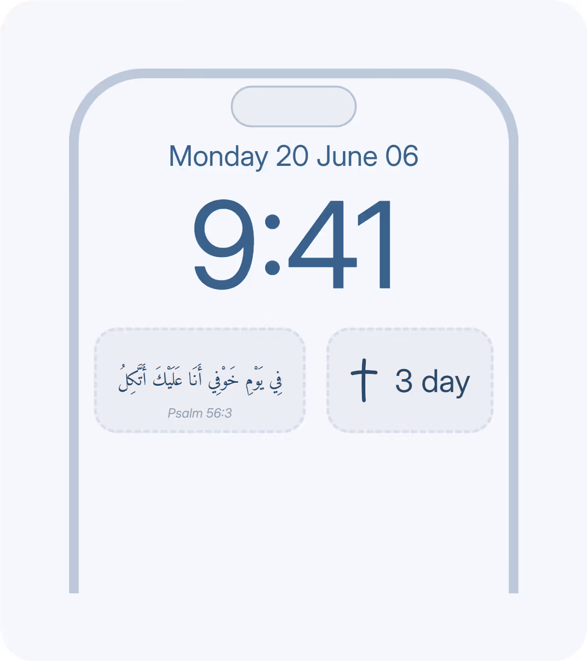 A Bishara verse under the clock on an iPhone Lock Screen